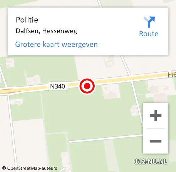 Locatie op kaart van de 112 melding: Politie Dalfsen, Hessenweg op 7 oktober 2019 21:42