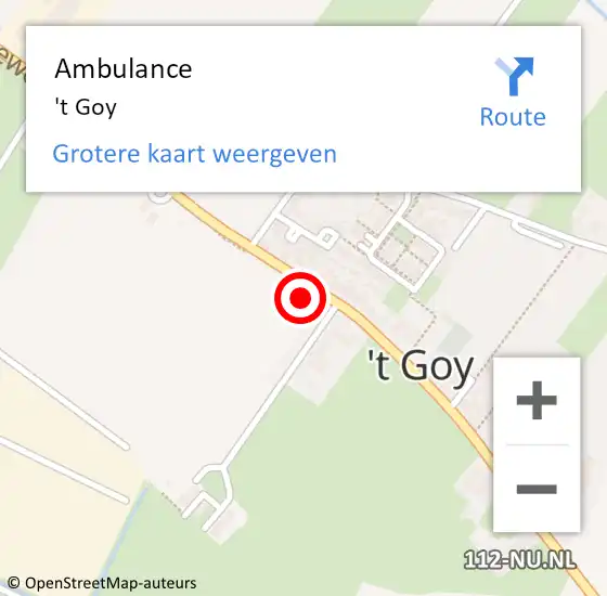 Locatie op kaart van de 112 melding: Ambulance 't Goy op 7 oktober 2019 22:00