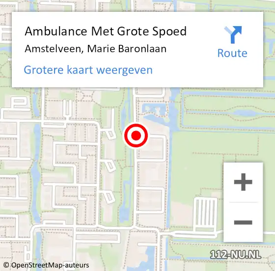 Locatie op kaart van de 112 melding: Ambulance Met Grote Spoed Naar Amstelveen, Marie Baronlaan op 7 oktober 2019 23:45