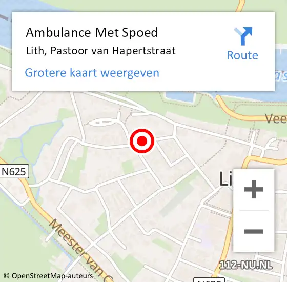 Locatie op kaart van de 112 melding: Ambulance Met Spoed Naar Lith, Pastoor van Hapertstraat op 7 oktober 2019 23:50