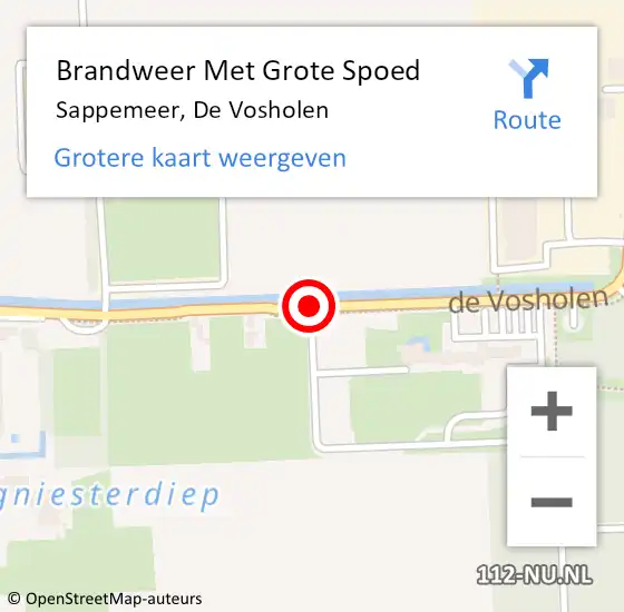 Locatie op kaart van de 112 melding: Brandweer Met Grote Spoed Naar Sappemeer, De Vosholen op 8 oktober 2019 00:43