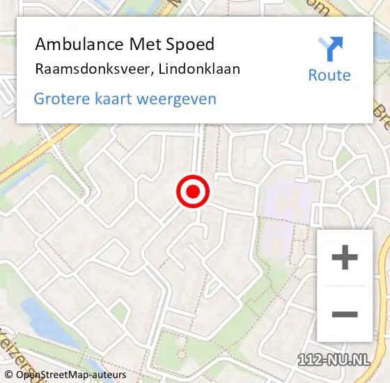 Locatie op kaart van de 112 melding: Ambulance Met Spoed Naar Raamsdonksveer, Lindonklaan op 8 oktober 2019 03:29