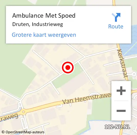 Locatie op kaart van de 112 melding: Ambulance Met Spoed Naar Druten, Industrieweg op 8 oktober 2019 04:35