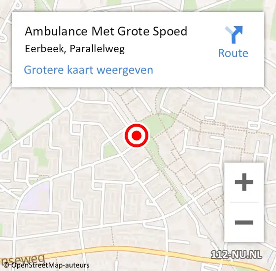 Locatie op kaart van de 112 melding: Ambulance Met Grote Spoed Naar Eerbeek, Parallelweg op 8 oktober 2019 07:20