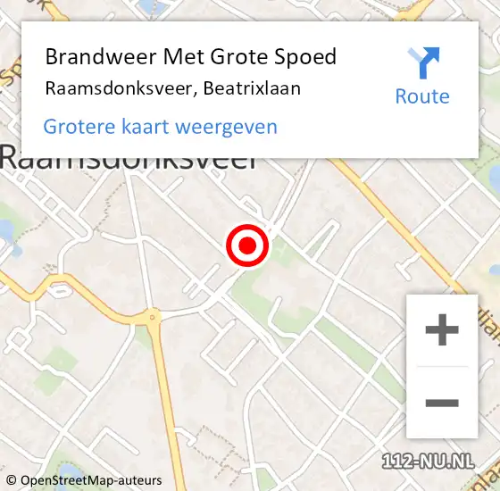 Locatie op kaart van de 112 melding: Brandweer Met Grote Spoed Naar Raamsdonksveer, Beatrixlaan op 8 oktober 2019 07:23