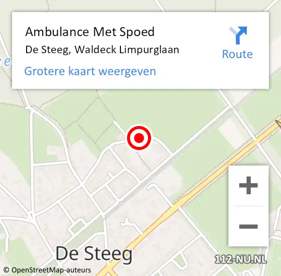 Locatie op kaart van de 112 melding: Ambulance Met Spoed Naar De Steeg, Waldeck Limpurglaan op 8 oktober 2019 08:11