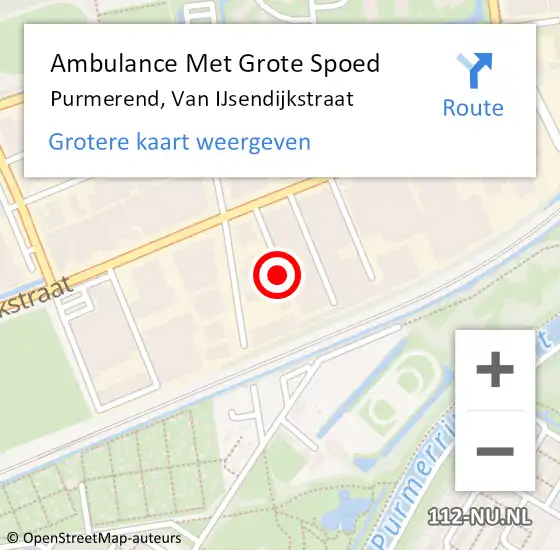 Locatie op kaart van de 112 melding: Ambulance Met Grote Spoed Naar Purmerend, Van IJsendijkstraat op 8 oktober 2019 09:05