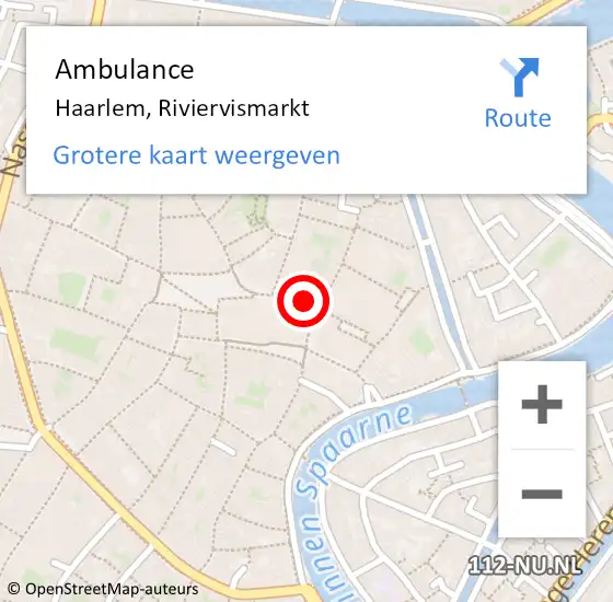 Locatie op kaart van de 112 melding: Ambulance Haarlem, Riviervismarkt op 8 oktober 2019 09:08