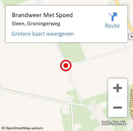 Locatie op kaart van de 112 melding: Brandweer Met Spoed Naar Sleen, Groningerweg op 8 oktober 2019 09:49