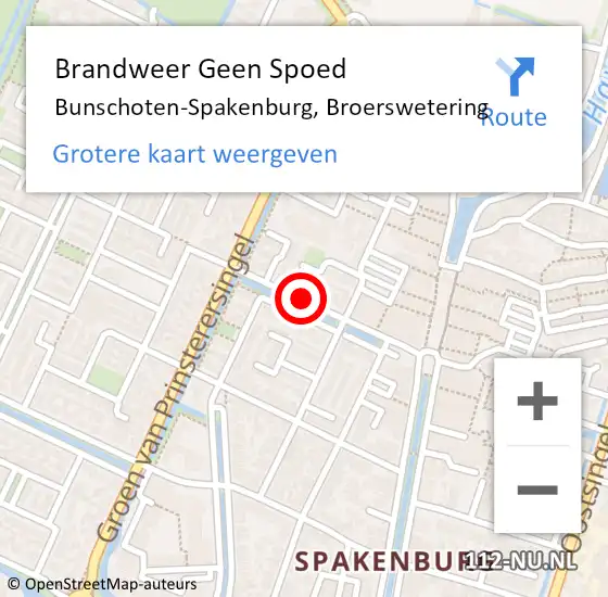 Locatie op kaart van de 112 melding: Brandweer Geen Spoed Naar Bunschoten-Spakenburg, Broerswetering op 8 oktober 2019 10:05