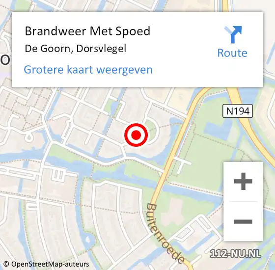 Locatie op kaart van de 112 melding: Brandweer Met Spoed Naar De Goorn, Dorsvlegel op 8 oktober 2019 10:32