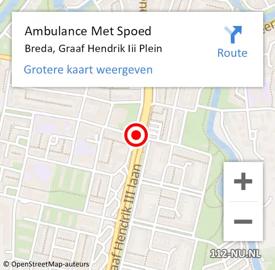 Locatie op kaart van de 112 melding: Ambulance Met Spoed Naar Breda, Graaf Hendrik Iii Plein op 8 oktober 2019 11:07