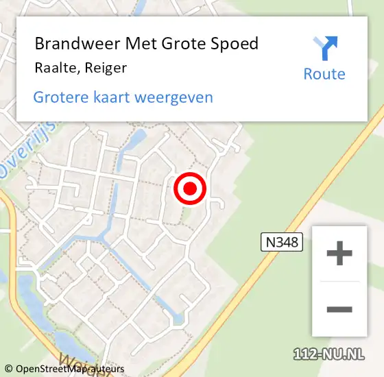 Locatie op kaart van de 112 melding: Brandweer Met Grote Spoed Naar Raalte, Reiger op 8 oktober 2019 11:32