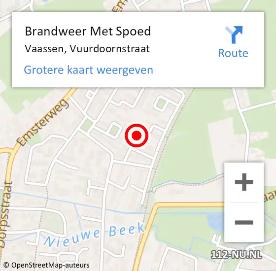 Locatie op kaart van de 112 melding: Brandweer Met Spoed Naar Vaassen, Vuurdoornstraat op 8 oktober 2019 12:14