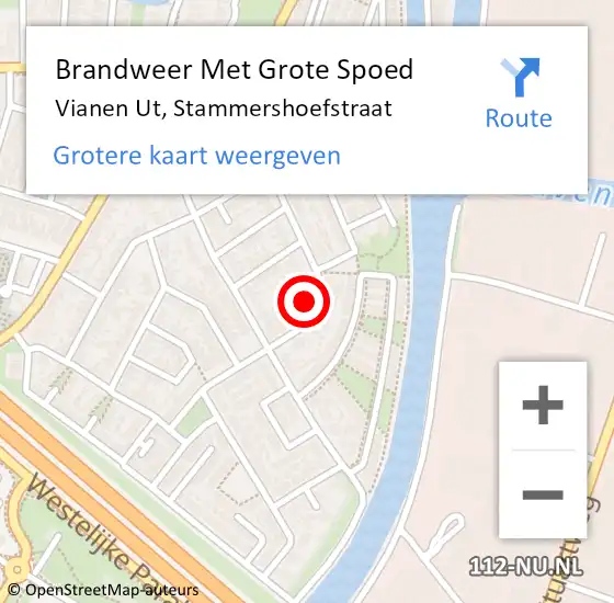 Locatie op kaart van de 112 melding: Brandweer Met Grote Spoed Naar Vianen Ut, Stammershoefstraat op 8 oktober 2019 12:16