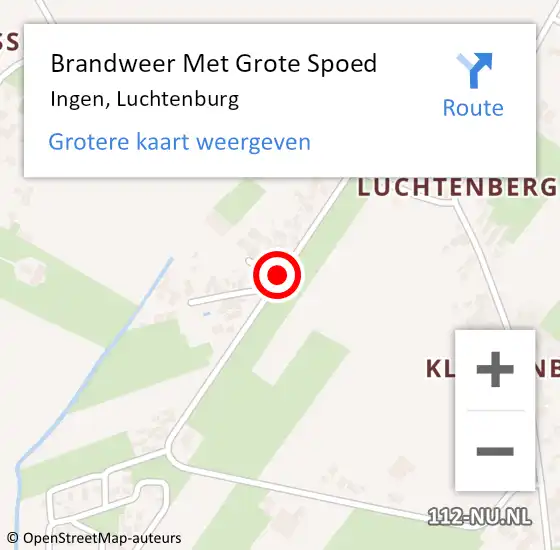 Locatie op kaart van de 112 melding: Brandweer Met Grote Spoed Naar Ingen, Luchtenburg op 8 oktober 2019 12:59