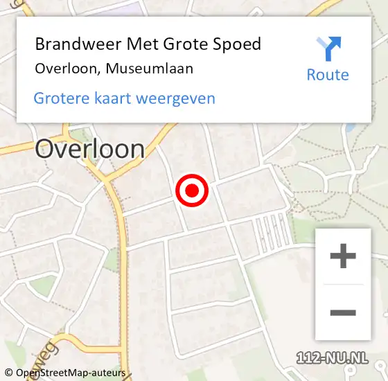 Locatie op kaart van de 112 melding: Brandweer Met Grote Spoed Naar Overloon, Museumlaan op 8 oktober 2019 13:34