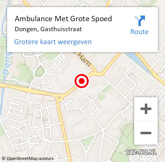 Locatie op kaart van de 112 melding: Ambulance Met Grote Spoed Naar Dongen, Gasthuisstraat op 8 oktober 2019 13:40