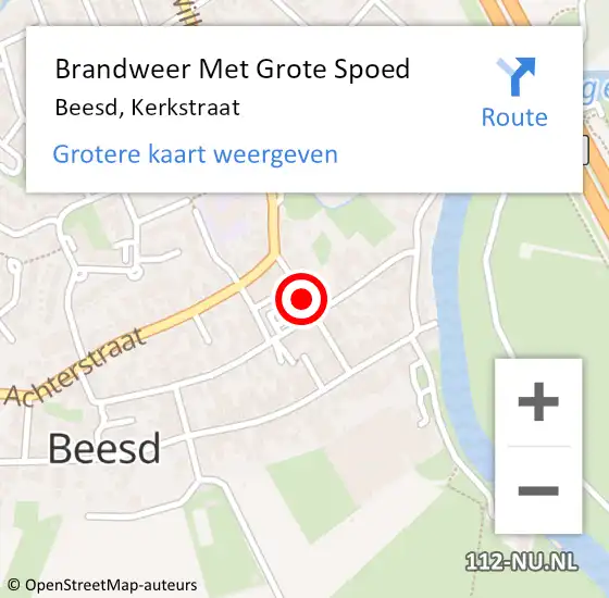 Locatie op kaart van de 112 melding: Brandweer Met Grote Spoed Naar Beesd, Kerkstraat op 8 oktober 2019 13:42