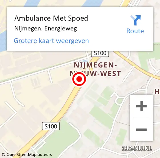 Locatie op kaart van de 112 melding: Ambulance Met Spoed Naar Nijmegen, Energieweg op 8 oktober 2019 14:03
