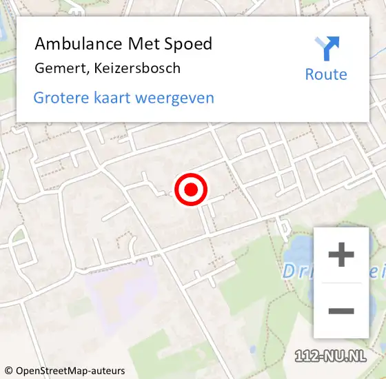 Locatie op kaart van de 112 melding: Ambulance Met Spoed Naar Gemert, Keizersbosch op 8 oktober 2019 14:34