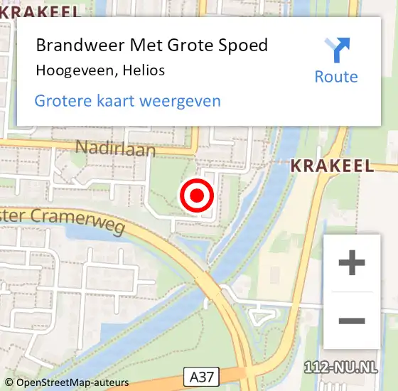 Locatie op kaart van de 112 melding: Brandweer Met Grote Spoed Naar Hoogeveen, Helios op 8 oktober 2019 14:51