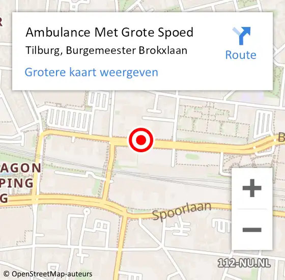 Locatie op kaart van de 112 melding: Ambulance Met Grote Spoed Naar Tilburg, Burgemeester Brokxlaan op 8 oktober 2019 15:27