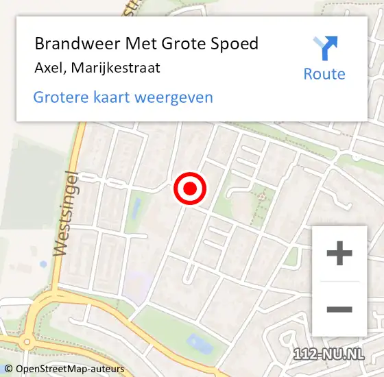 Locatie op kaart van de 112 melding: Brandweer Met Grote Spoed Naar Axel, Marijkestraat op 8 oktober 2019 15:47