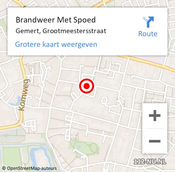 Locatie op kaart van de 112 melding: Brandweer Met Spoed Naar Gemert, Grootmeestersstraat op 8 oktober 2019 16:09