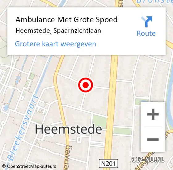 Locatie op kaart van de 112 melding: Ambulance Met Grote Spoed Naar Heemstede, Spaarnzichtlaan op 8 oktober 2019 17:09