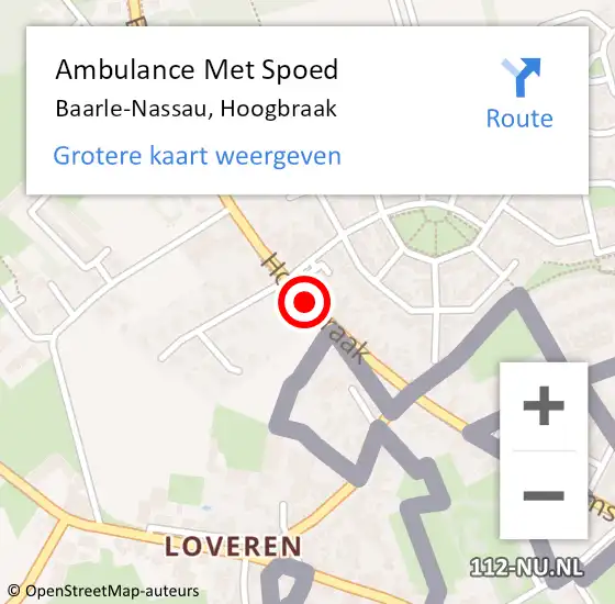 Locatie op kaart van de 112 melding: Ambulance Met Spoed Naar Baarle-Nassau, Hoogbraak op 8 oktober 2019 17:11