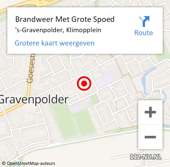 Locatie op kaart van de 112 melding: Brandweer Met Grote Spoed Naar 's-Gravenpolder, Klimopplein op 8 oktober 2019 17:13
