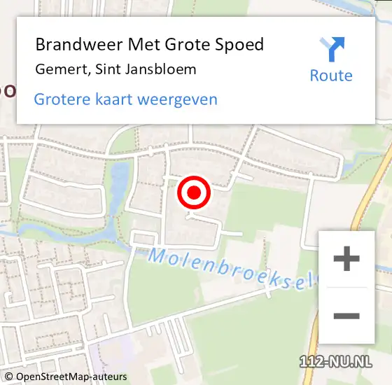 Locatie op kaart van de 112 melding: Brandweer Met Grote Spoed Naar Gemert, Sint Jansbloem op 8 oktober 2019 17:53