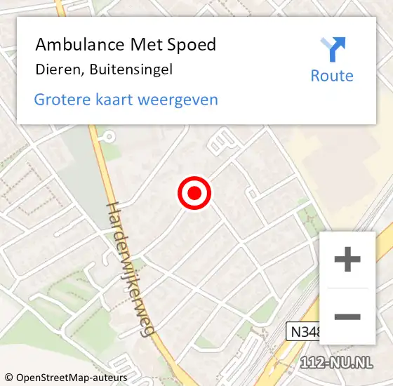 Locatie op kaart van de 112 melding: Ambulance Met Spoed Naar Dieren, Buitensingel op 8 oktober 2019 18:07