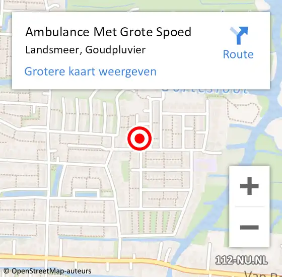 Locatie op kaart van de 112 melding: Ambulance Met Grote Spoed Naar Landsmeer, Goudpluvier op 8 oktober 2019 18:53