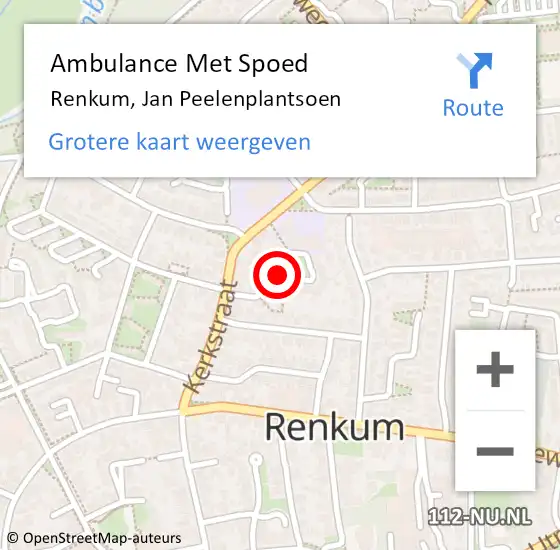 Locatie op kaart van de 112 melding: Ambulance Met Spoed Naar Renkum, Jan Peelenplantsoen op 8 oktober 2019 19:01