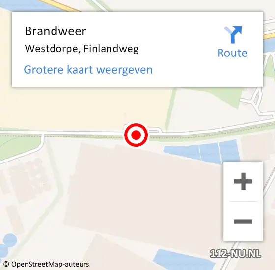 Locatie op kaart van de 112 melding: Brandweer Westdorpe, Finlandweg op 8 oktober 2019 19:18