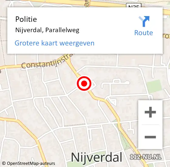 Locatie op kaart van de 112 melding: Politie Nijverdal, Parallelweg op 8 oktober 2019 19:20