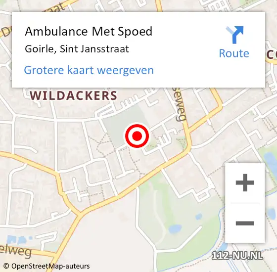 Locatie op kaart van de 112 melding: Ambulance Met Spoed Naar Goirle, Sint Jansstraat op 8 oktober 2019 19:24