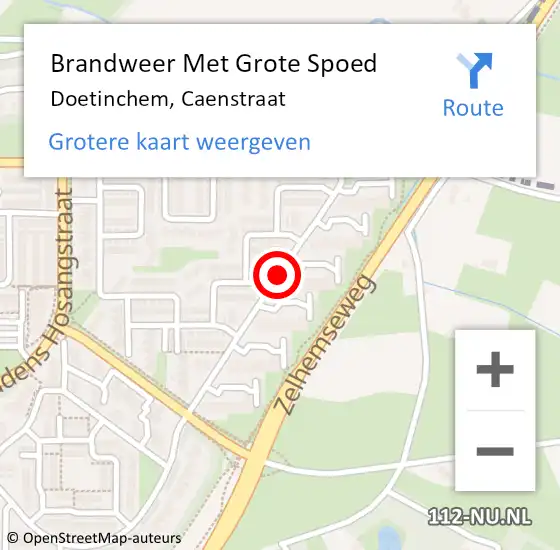 Locatie op kaart van de 112 melding: Brandweer Met Grote Spoed Naar Doetinchem, Caenstraat op 8 oktober 2019 19:55