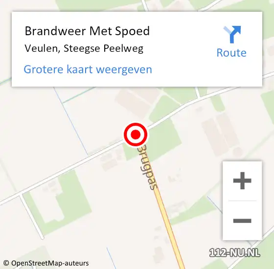 Locatie op kaart van de 112 melding: Brandweer Met Spoed Naar Veulen, Steegse Peelweg op 8 oktober 2019 23:26