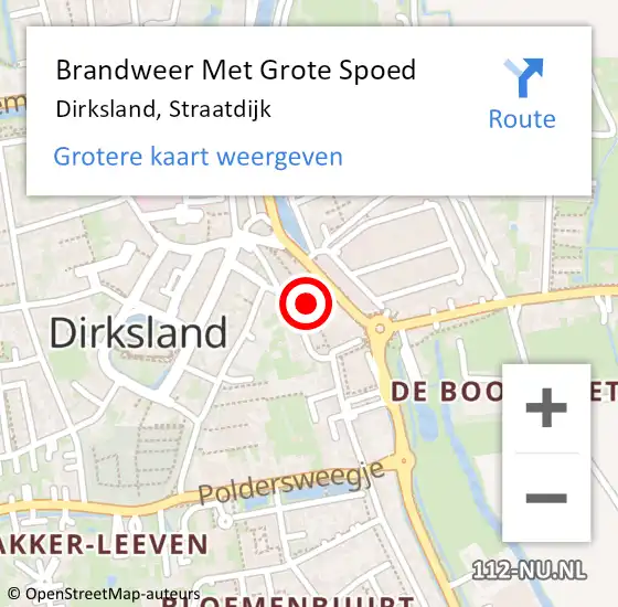 Locatie op kaart van de 112 melding: Brandweer Met Grote Spoed Naar Dirksland, Straatdijk op 9 oktober 2019 00:52