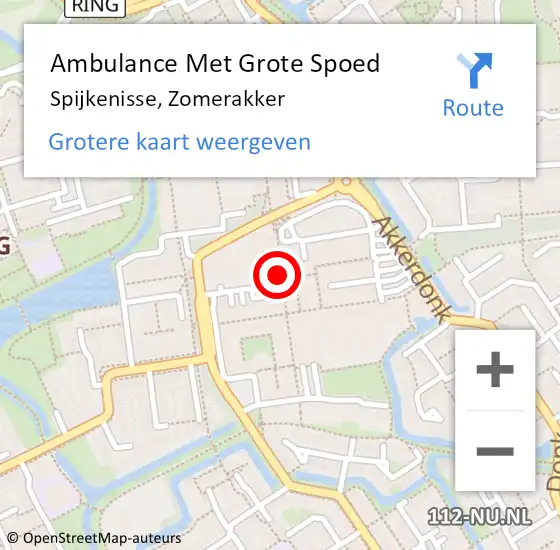 Locatie op kaart van de 112 melding: Ambulance Met Grote Spoed Naar Spijkenisse, Zomerakker op 9 oktober 2019 01:10
