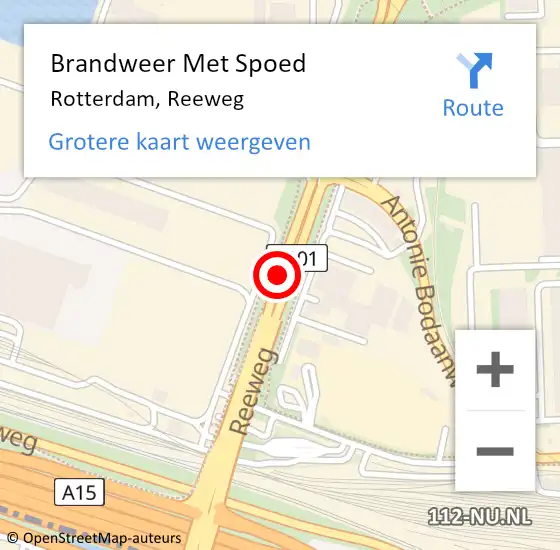 Locatie op kaart van de 112 melding: Brandweer Met Spoed Naar Rotterdam, Reeweg op 9 oktober 2019 03:58