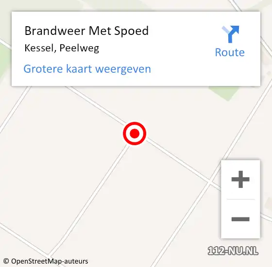 Locatie op kaart van de 112 melding: Brandweer Met Spoed Naar Kessel, Peelweg op 9 oktober 2019 08:14