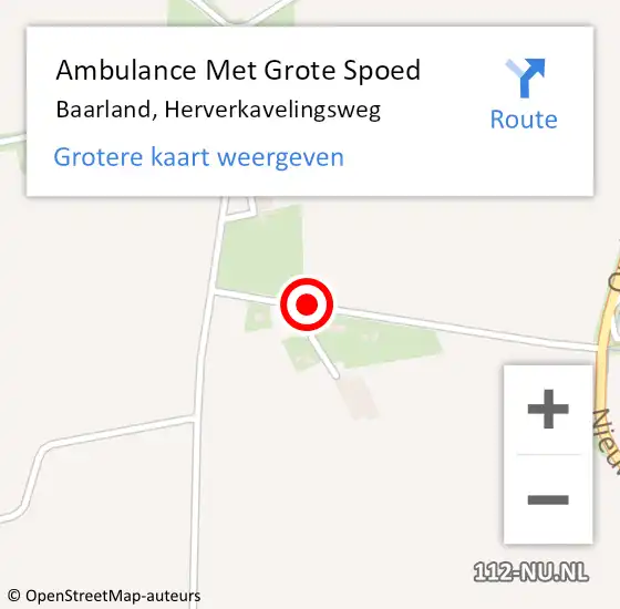 Locatie op kaart van de 112 melding: Ambulance Met Grote Spoed Naar Baarland, Herverkavelingsweg op 16 april 2014 08:51