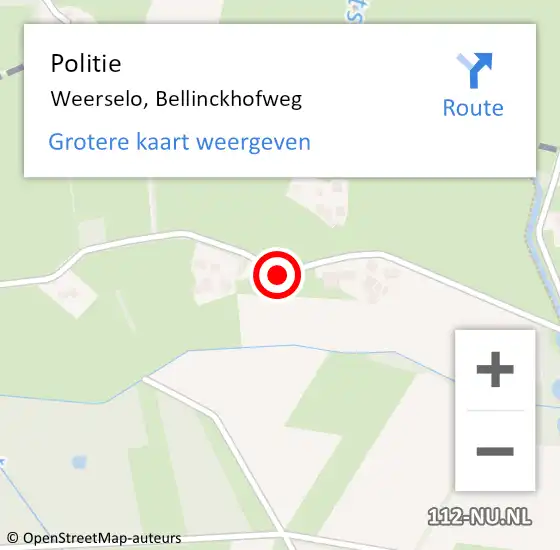 Locatie op kaart van de 112 melding: Politie Weerselo, Bellinckhofweg op 9 oktober 2019 08:39