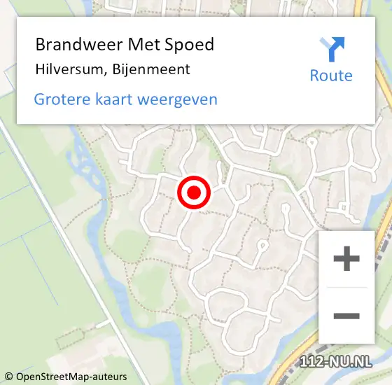 Locatie op kaart van de 112 melding: Brandweer Met Spoed Naar Hilversum, Bijenmeent op 9 oktober 2019 09:54
