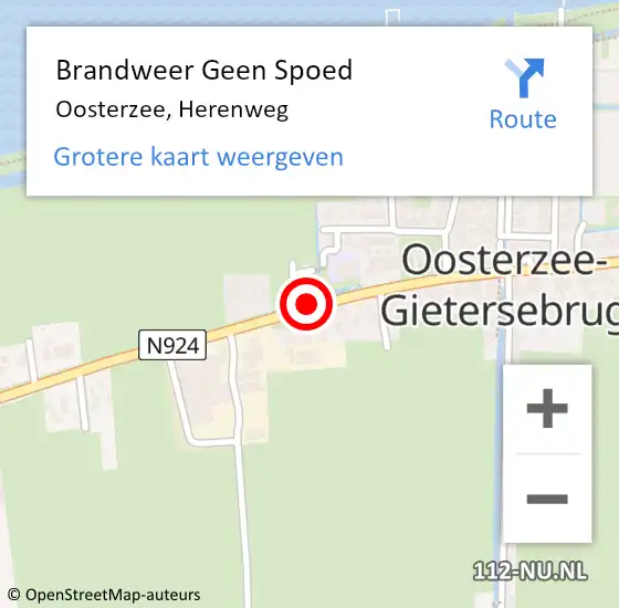 Locatie op kaart van de 112 melding: Brandweer Geen Spoed Naar Oosterzee, Herenweg op 9 oktober 2019 10:00