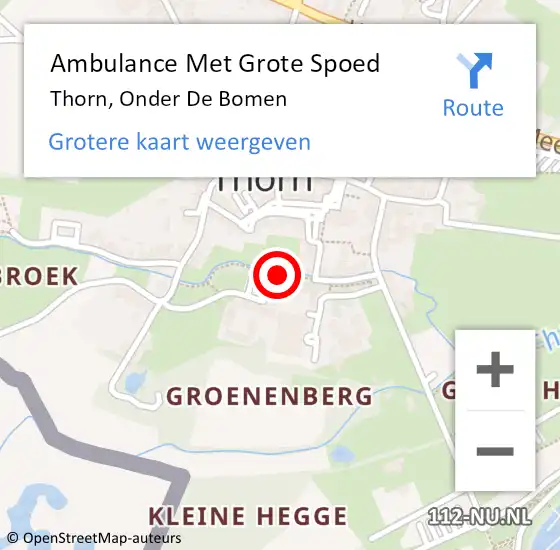 Locatie op kaart van de 112 melding: Ambulance Met Grote Spoed Naar Thorn, Onder De Bomen op 9 oktober 2019 11:34